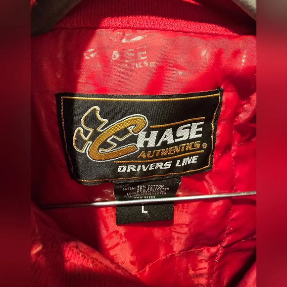 Dupont Jeff Gordon Red Racing Jacket snap front flames on sleeves Size Large - Picture 13 of 14